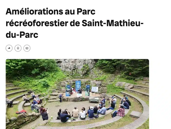  Améliorations au Parc récréoforestier de Saint-Mathieu-du-Parc