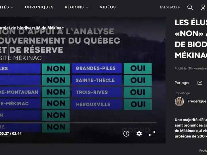 Les élus disent «non» au projet de biodiversité de Mékinac 