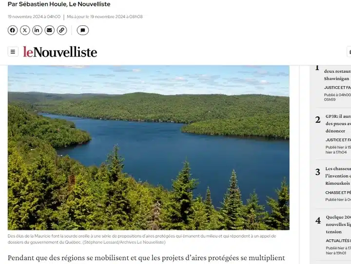 Aires protégées: «La Mauricie va peut-être manquer le bateau» 